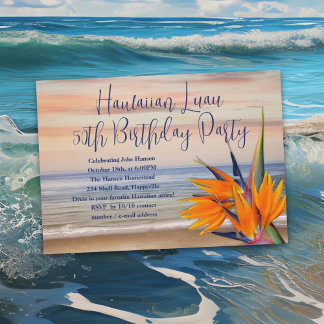 Ocean Bird-of-paradise Luau Birthday Party Einladung