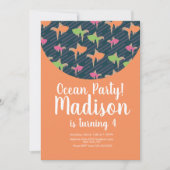 Ocean Birthday Gold Fish Neon Einladung (Vorderseite)