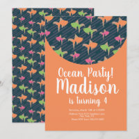 Ocean Birthday Gold Fish Neon Einladung