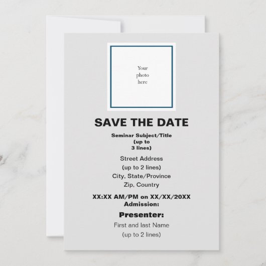 Ocean Bl. und Lt. Gray Seminar Save The Date (Vorderseite)