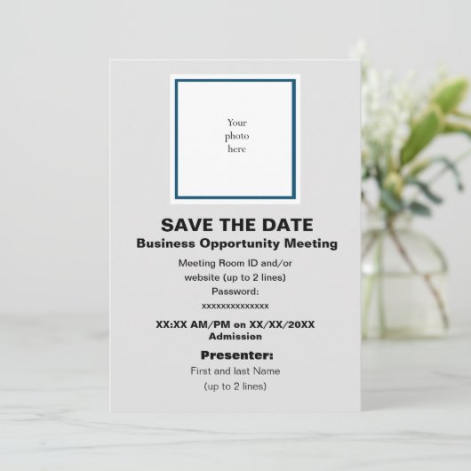 Ocean Bl. und Lt. Grey Virtual Bus. Opp. Mt. Save The Date (Stehend Vorderseite)