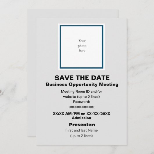 Ocean Bl. und Lt. Grey Virtual Bus. Opp. Mt. Save The Date (Vorne/Hinten)