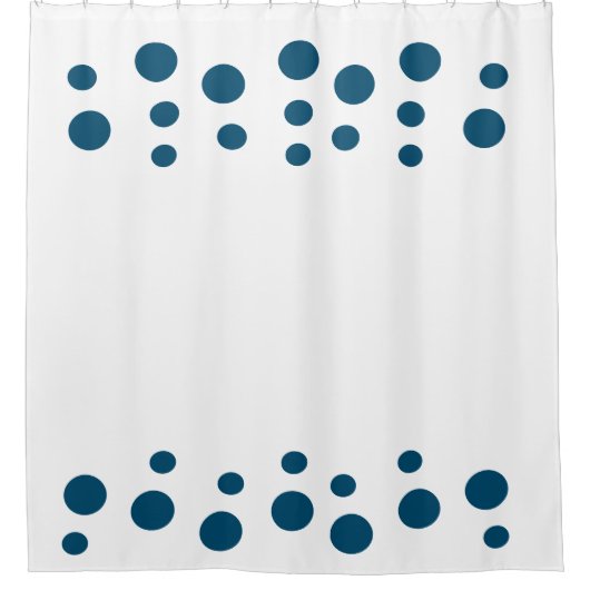 Ocean Blau und Weiß Moderne Blasen Punkte Duschvorhang (Vorderseite)