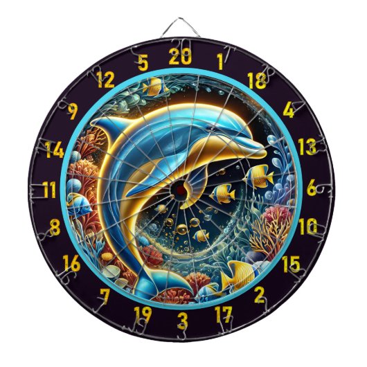 Ocean Bliss Dolphin Dartboard Design Dartscheibe (vorne)