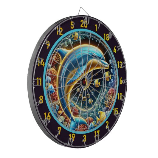 Ocean Bliss Dolphin Dartboard Design Dartscheibe (Vorderseite Links)