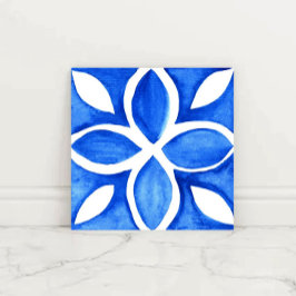 Ocean Bloom Portuguese Minimal Blue and White Fliese