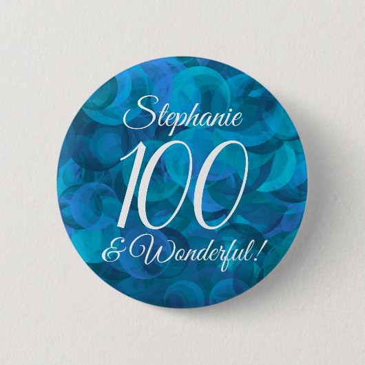 Ocean Blue 100 und Wonderful Birthday Party Button (Vorderseite)