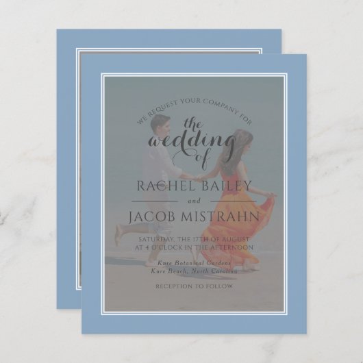 Ocean Blue 2-Foto-Budget Einladung zur Hochzeit (Vorne/Hinten)