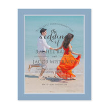 Ocean Blue 2-Foto-Budget Einladung zur Hochzeit