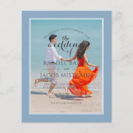 Ocean Blue 2-Foto-Budget Einladung zur Hochzeit