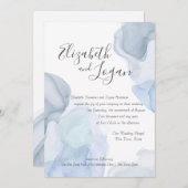 Ocean Blue Abstrakt Modern Watercolor Wedding Einladung (Vorne/Hinten)
