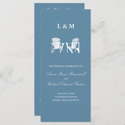Ocean Blue Adirondack Chairs Zeremonie Programm (Vorne/Hinten)