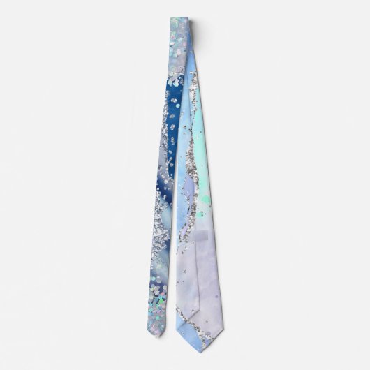 Ocean Blue Agate Glitzer Funkelnd Neck Tie Krawatte (Rückseite)