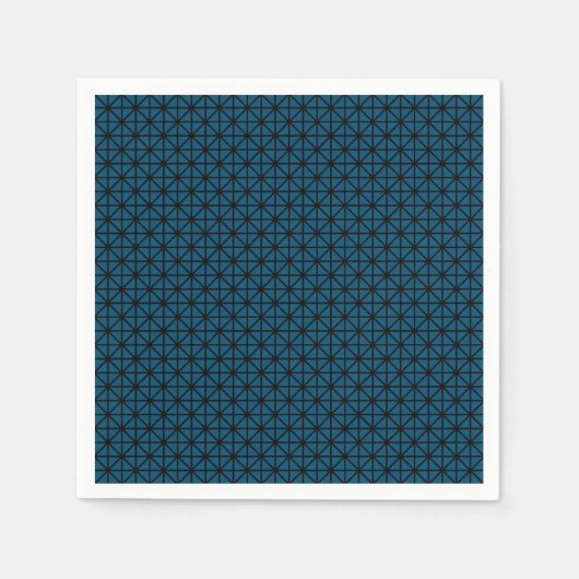 Ocean Blue and Black Squares Muster Serviette (Vorderseite)