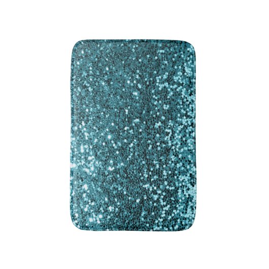 Ocean Blue Aqua Aquamariner Glitzer Sequin Türkis Badematte (Vorderseite Vertikal)