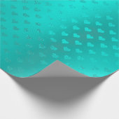 Ocean Blue Aqua Metallic Hearts Beach Hochzeit Geschenkpapier (Ecke)