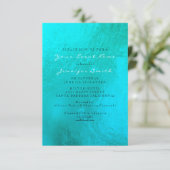 Ocean Blue Aqua Pearl White Metallic Beach Einladung (Stehend Vorderseite)