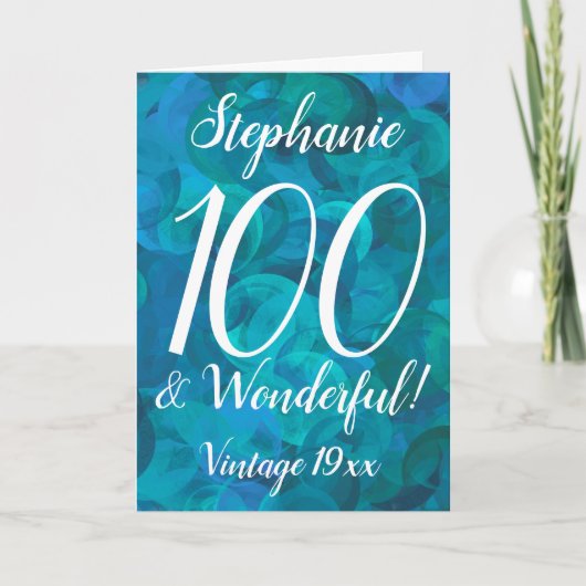 Ocean Blue Aquamarin 100 und wunderbarer Geburtsta Karte (Vorderseite)