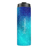 Ocean Blue Aquamarin Glittery Ombre Individuelle N Thermosbecher (Vorderseite)
