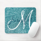 Ocean Blue Aquamarin Imitats Glitzer Personalisier Mousepad (Mit Mouse)