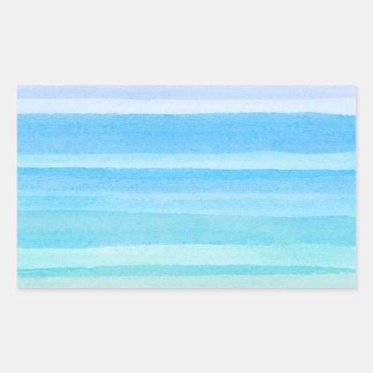 Ocean Blue Aquamarin Watercolor Ombre Streifen Rechteckiger Aufkleber (Vorderseite)