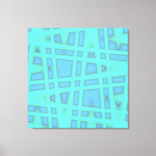 Ocean Blue Baby Blue Modern Geometric Wave Muster Leinwanddruck (Vorderseite)