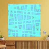 Ocean Blue Baby Blue Modern Geometric Wave Muster Leinwanddruck (Insitu (Wohnzimmer))