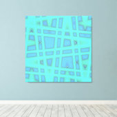 Ocean Blue Baby Blue Modern Geometric Wave Muster Leinwanddruck (Insitu (Holzboden))