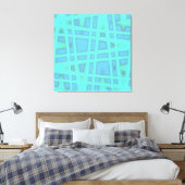 Ocean Blue Baby Blue Modern Geometric Wave Muster Leinwanddruck (Insitu (Schlafzimmer))
