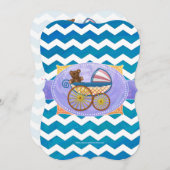 Ocean Blue Baby Shower Scallop Einladung (Vorne/Hinten)