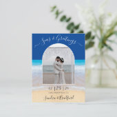 Ocean Blue Beach Foto Arch Seas & Greetings Dankeskarte (Stehend Vorderseite)