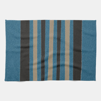 Ocean Blue Beige Sand Brown Black Stripes Geschirrtuch