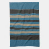 Ocean Blue Beige Sand Brown Black Stripes Geschirrtuch (Vertikal)