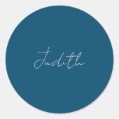 Ocean Blue Beruflich Calligraphy Name Runder Aufkleber (Vorderseite)