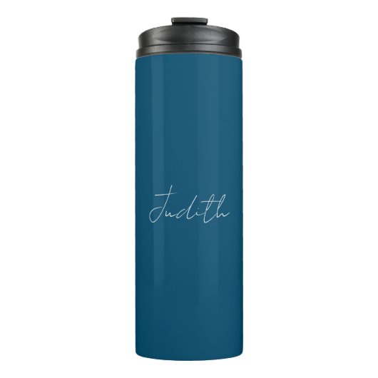 Ocean Blue Beruflich Calligraphy Name Thermosbecher (Vorderseite)