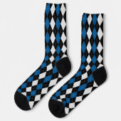 OCEAN BLUE & BLACK Raute Muster Socks Socken (Linkes Detail)