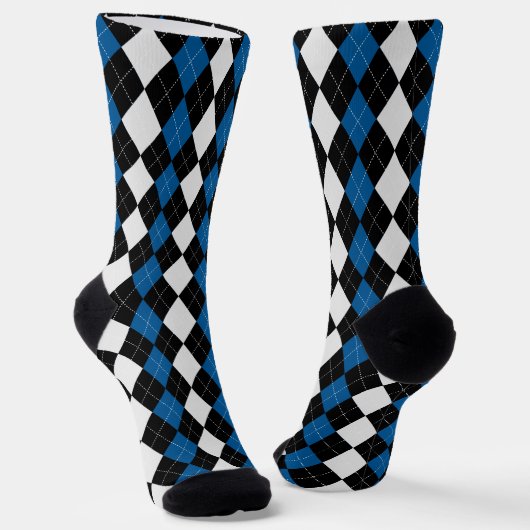 OCEAN BLUE & BLACK Raute Muster Socks Socken (Gewinkelt)