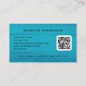 Ocean Blue Brush Schlaganke Moderner Brush QR Code Visitenkarte (Rückseite)