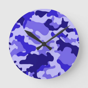 Ocean Blue Camo Wall Clock. Runde Wanduhr
