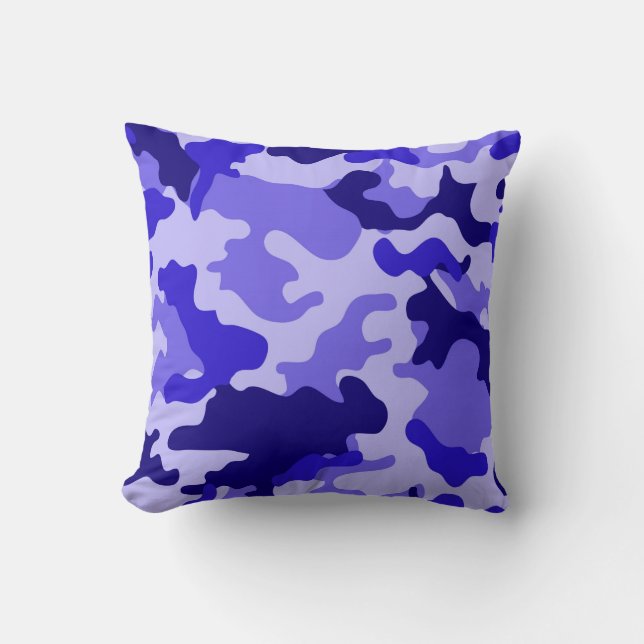 Ocean Blue Camouflage Throw Kissen (Vorderseite)