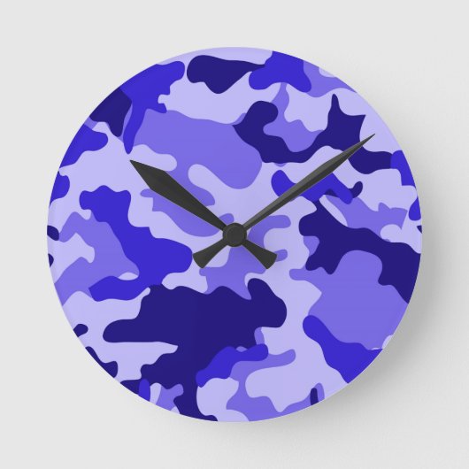 Ocean Blue Camouflage Wall Clock. Runde Wanduhr (Vorderseite)