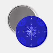 Ocean Blue Compass Rose Magnet (Vorderseite/Rückseite)