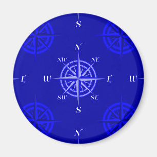 Ocean Blue Compass Rose Magnet