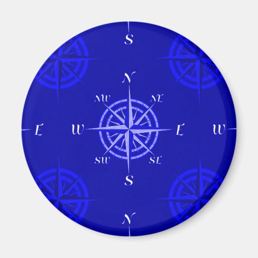 Ocean Blue Compass Rose Magnet (Vorne)