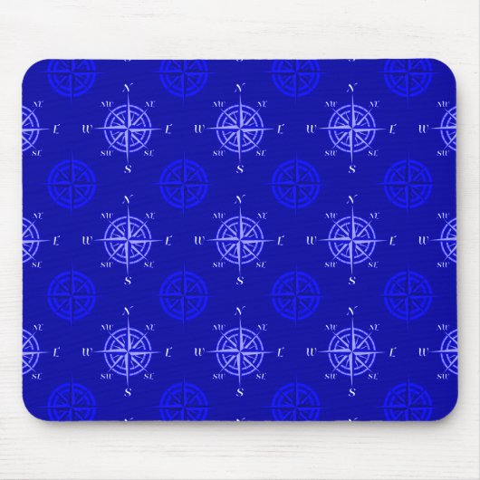 Ocean Blue Compass Rose Mousepad (Vorne)