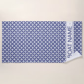 Ocean Blue Custom Boat Name Geometric Muster Strandtuch (Vorderseite)