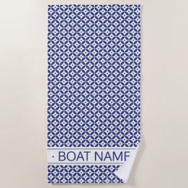 Ocean Blue Custom Boat Name Geometric Muster Strandtuch