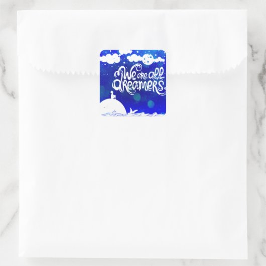 Ocean Blue Dreams Stars Inspiration Zitat Quadratischer Aufkleber (Tasche)