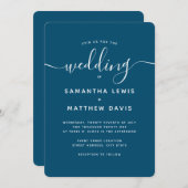 Ocean Blue Elegante Bohemisch Beach Wedding Einladung (Vorne/Hinten)