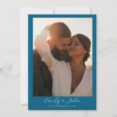 Ocean Blue Elegante Tropical Blume Foto Hochzeit Save The Date (Rückseite)